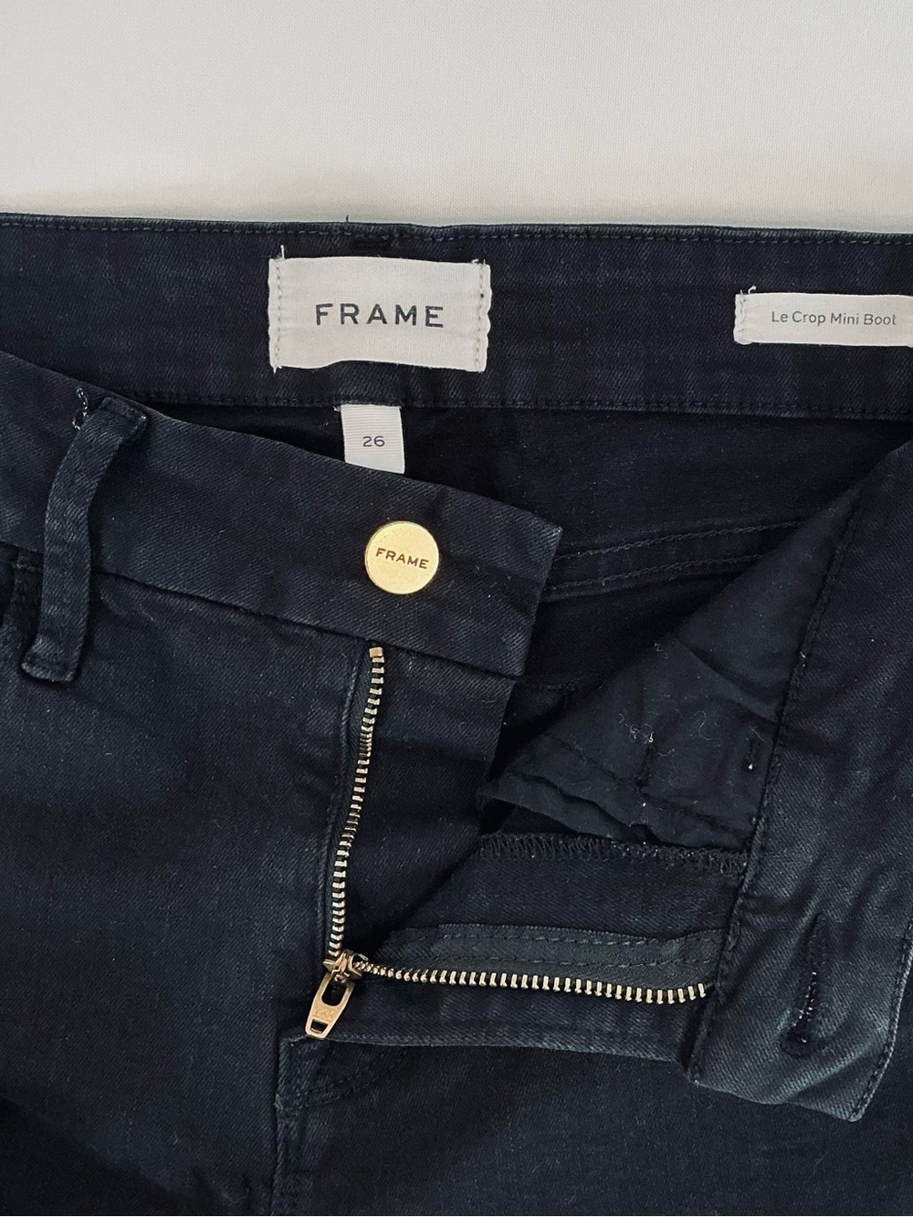Frame Denim Black Stretch High-Rise Le Crop Mini Boot Flare Jeans - Picture 7 of 9